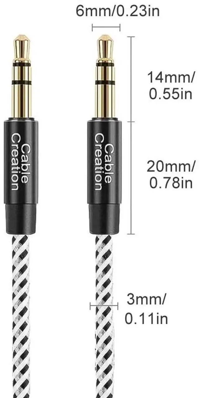 Alt view image 2 of 7 - 0.45M Short 3.5mm Male to Male Aux Cable, Braided 1/8 Inch Stereo Audio Cord Hi-Fi Sound for Car, Headphones, Speakers, Smartphones & Home Stereos