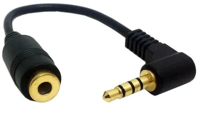 Alt view image 5 of 7 - 10cm Right Angle 4 Pole 3.5mm Male to Female Audio Extension Cable, 90 Degree Stereo Headphone Extension Cord Adapter