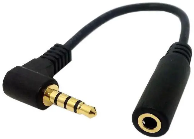 Alt view image 5 of 7 - 10cm 90 Degree Right Angle 4 Pole TRRS 3.5mm Male to Female Audio Extension Cable, Stereo Headphone Aux Extension Cord