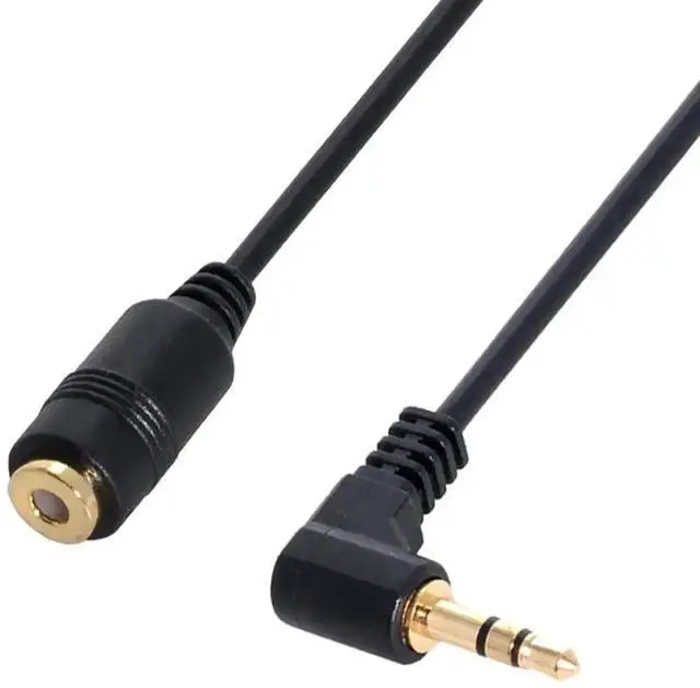 Alt view image 3 of 6 - 10cm 90 Degree Right Angle 3 Pole TRS 3.5mm Male to Female Stereo Audio Extension Cable, L-Shaped Headphone Aux Extension Cord
