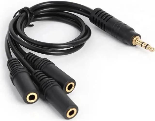 Main image of 3.5mm 3-Pole Male to 3-Way Female Stereo Audio Y Splitter Cable, Gold Plated PVC AUX Headphone Splitter Adapter Cord