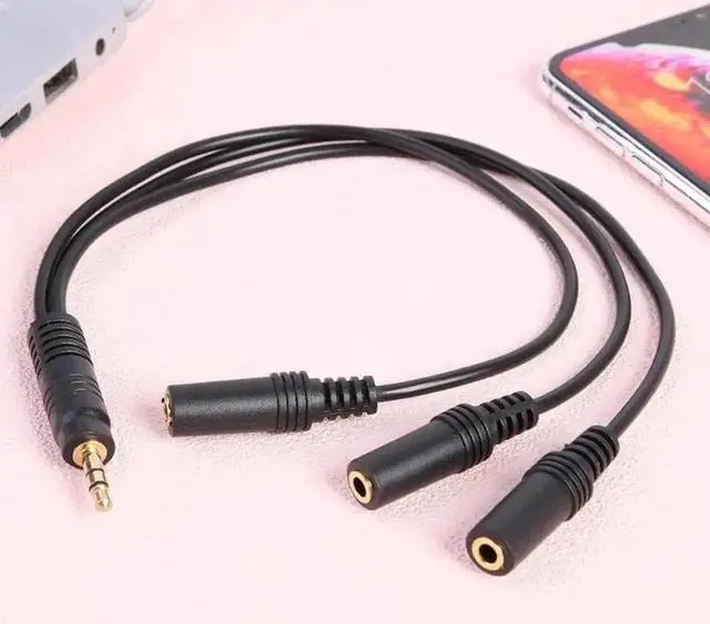Alt view image 3 of 6 - 3.5mm 3-Pole Male to 3-Way Female Stereo Audio Y Splitter Cable, Gold Plated PVC AUX Headphone Splitter Adapter Cord