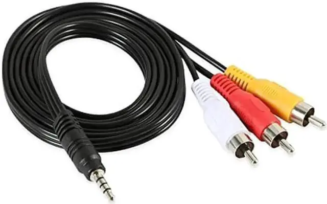Alt view image 6 of 7 - 5FT 3.5mm Male to 3 RCA Male AV Composite Cable, 1/8 Inch Stereo AUX Audio Video Converter Cord