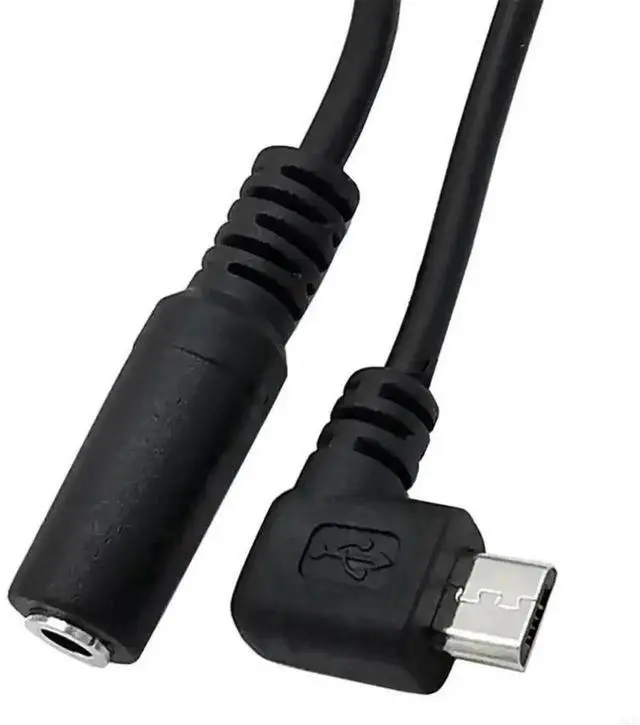 Alt view image 2 of 3 - 90 Degree Right Angle Micro USB Male to 3.5mm Female TRRS Audio Adapter Cable, Micro USB to AUX Headphone Connector for Mobile Phones Earphones