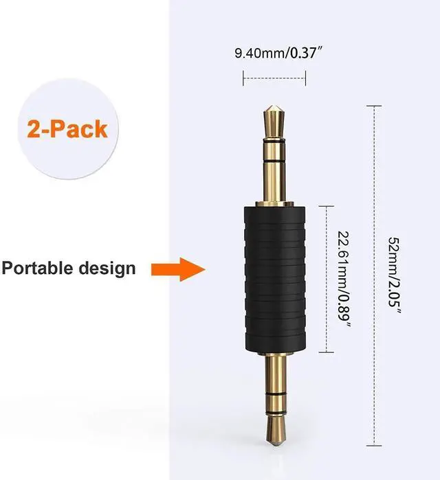 Alt view image 7 of 7 - 2 Pack 3.5mm 1/8 Inch Stereo Male to Male AUX Audio Adapter Cables, Gold Plated Connectors Compatible with TaoTronics & Mpow BH129 Bluetooth Receivers
