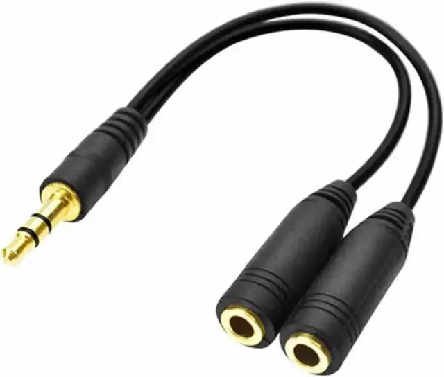 Main image of 3.5mm Male to Dual Female Y Audio Splitter Cable, Stereo Headphone & Mic Sharing Adapter Cord (1PC)