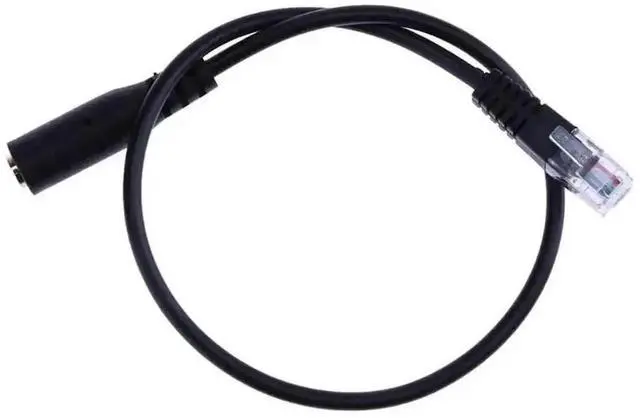 Main image of Black 3.5mm TRRS Female to RJ9 4P4C Male Telephone Headset Adapter Cable, Convert PC Gaming Headphone to RJ9 Landline Phone Audio Cord