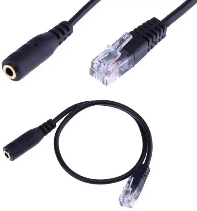 Alt view image 3 of 4 - Black 3.5mm TRRS Female to RJ9 4P4C Male Telephone Headset Adapter Cable, Convert PC Gaming Headphone to RJ9 Landline Phone Audio Cord