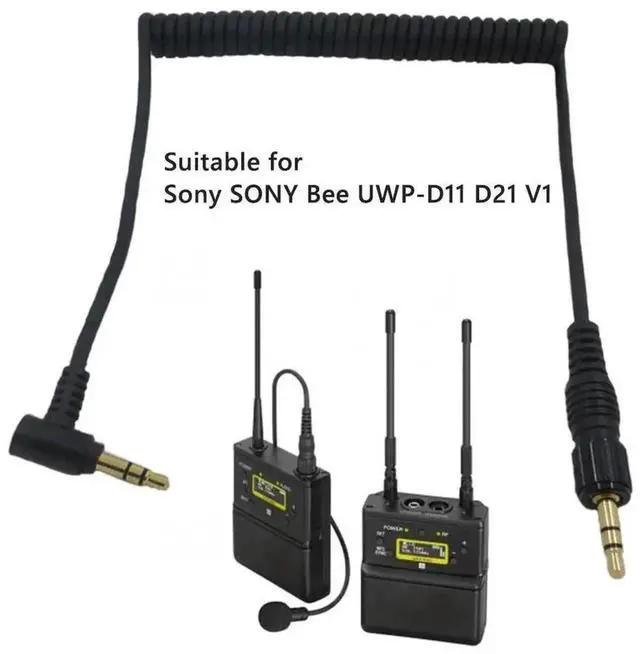 Alt view image 2 of 3 - 3.5mm Locking TRS Audio Splitter/Insert Cable, Right Angle 3.5mm Male to Straight 3.5mm Male Mic Recording Cable, Replacement Audio Accessory for Sony UWP-D11 UWP-D21 Wireless Microphone Receiver