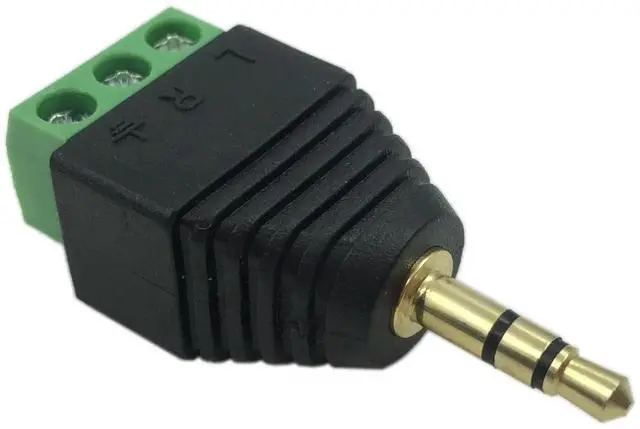 Alt view image 3 of 7 - 2 Pack 3-Pole 3.5mm Stereo Male to 3 Screw Terminal Female Balun Audio Converter Adapter, Solderless Double Track Headphone Audio Wiring Terminal Connector