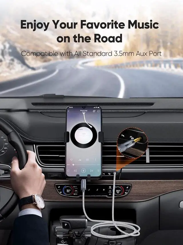 Alt view image 7 of 7 - 6FT USB C to 3.5mm Aux Audio Cable, Type C to 3.5mm Headphone Car Stereo Cord Compatible with iPhone 15/16 Series, Samsung Galaxy S24/S23/S22, iPad Pro, Gray