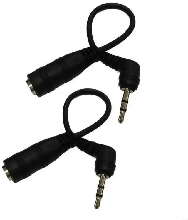 Main image of 2 Pack Right Angle 2.5mm Male to 3.5mm Female Audio Extension Adapter Cable, Stereo Jack Converter for Phones, Computers & Headsets