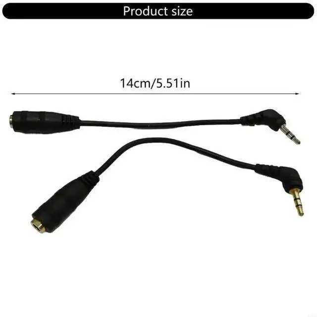 Alt view image 2 of 3 - 2 Pack Right Angle 2.5mm Male to 3.5mm Female Audio Extension Adapter Cable, Stereo Jack Converter for Phones, Computers & Headsets