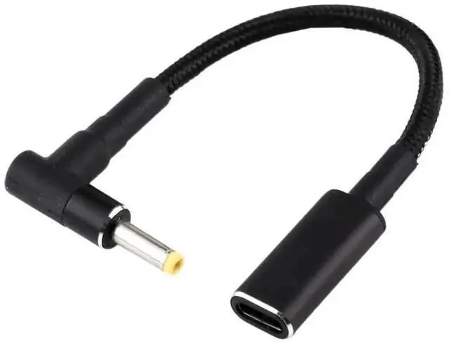 Alt view image 2 of 5 - 90 Degree Elbow 4.0 x 1.7mm DC Male to USB-C Female Nylon Braided Power Adapter Cable, PD Charging Converter Cord