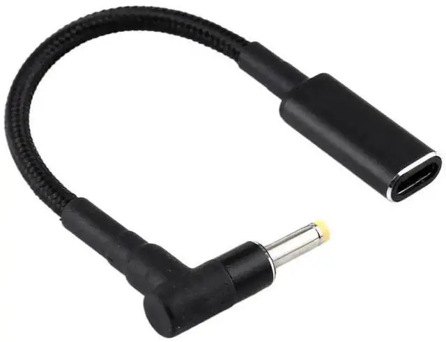 Alt view image 3 of 5 - 90 Degree Elbow 4.0 x 1.7mm DC Male to USB-C Female Nylon Braided Power Adapter Cable, PD Charging Converter Cord