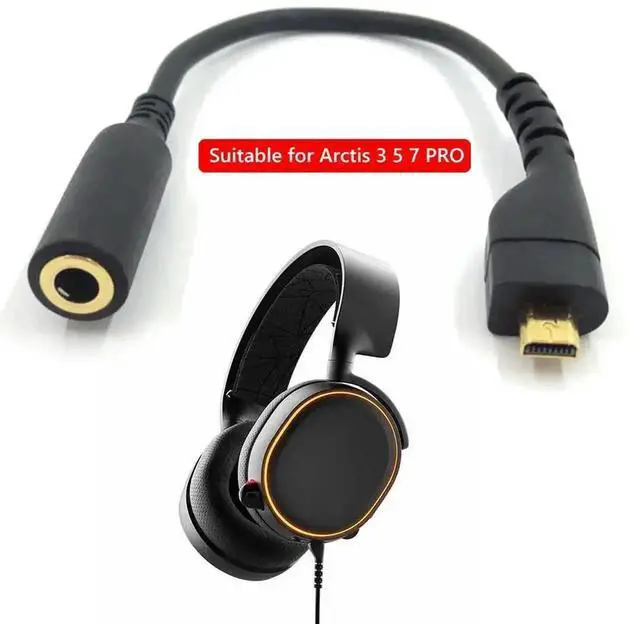 Alt view image 3 of 3 - 12cm Replacement Sound Card Adapter Cable for SteelSeries Arctis 3 / Arctis 5 / Arctis 7 / Arctis Pro Gaming Headset, Mini USB to 3.5mm TRRS Aux Converter Cord