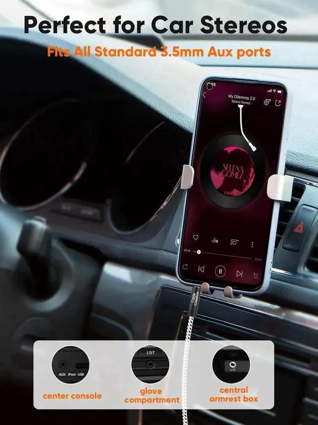 Alt view image 6 of 7 - 3FT 0.9M 3.5mm Male to Male Stereo Aux Audio Cable, 1/8 Inch Aux Cord for Car, Headphones, Speaker, Tablet, Laptop, Android & Smartphones, Black