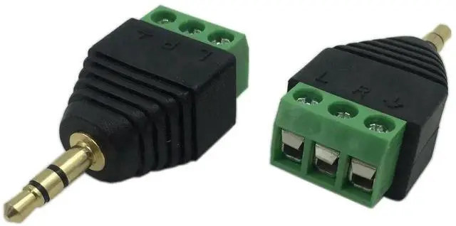 Alt view image 4 of 7 - 3.5mm 3-Pole Stereo Male to 3 Screw Terminal Female Balum Adapter, Solderless Double Track Headphone Converter, 2 Pack