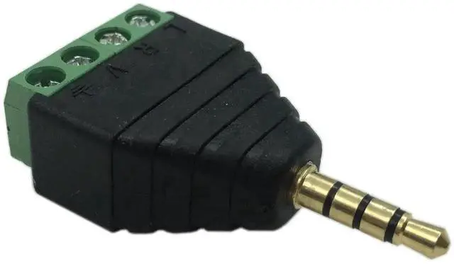 Alt view image 6 of 7 - 3.5mm 4-Pole TRRS Male to 4 Screw Terminal Female Solderless Audio Balum Converter Adapter for Headphones, 2 Pack