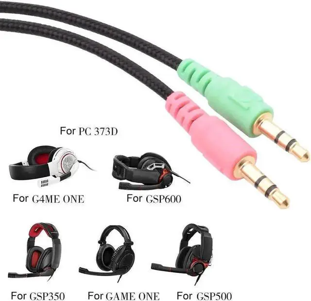 Alt view image 3 of 6 - 2M Replacement Gaming Headset Audio Cable Compatible with Sennheiser PC 373D GSP350 GSP500 GSP600 G4ME ONE GAME ZERO, PC Version Cord