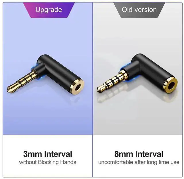 Alt view image 7 of 7 - Right Angle 3.5mm TRRS Audio Adapter, 1/8 Inch Male to Female Stereo Headphone Jack Connector for Headsets, Game Controllers, Tablets, Speakers, Black