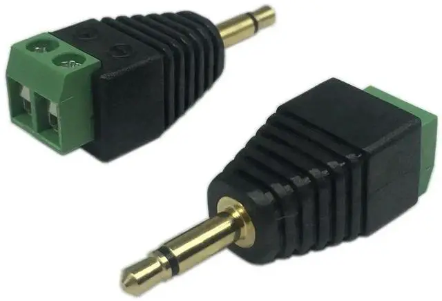 Alt view image 2 of 7 - 3.5mm TS Mono Male to 2 Pin Screw Terminal Female AUX Solderless Audio Balun Converter Adapter, 2 Pack
