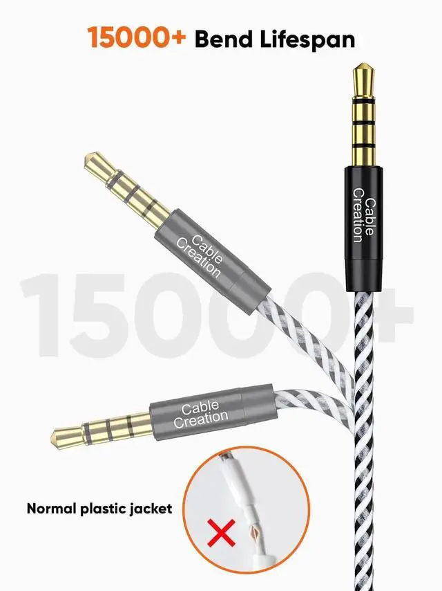 Alt view image 2 of 7 - 4-Pole 3.5mm TRRS Headphone Extension Cable 10FT/3M, Stereo AUX Audio Cord with Microphone Support, Black