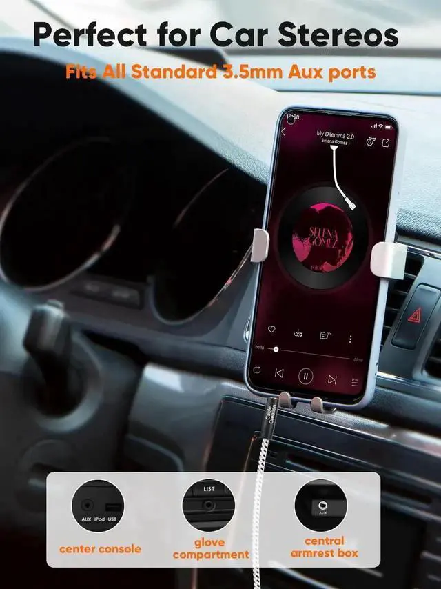 Alt view image 2 of 7 - 0.45M Braided 3.5mm Male to Male AUX Audio Cable, Short 1/8 Inch Hi-Fi Stereo Aux Cord for Car, Speakers, Smartphones