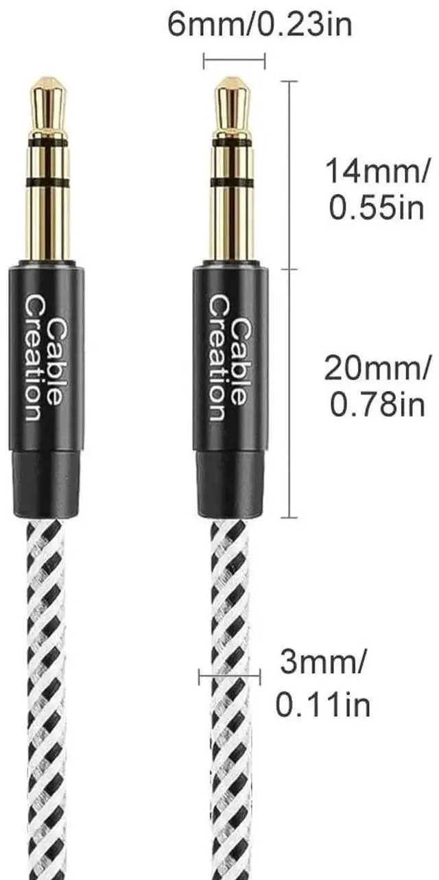 Alt view image 6 of 7 - 0.45M Braided 3.5mm Male to Male AUX Audio Cable, Short 1/8 Inch Hi-Fi Stereo Aux Cord for Car, Speakers, Smartphones