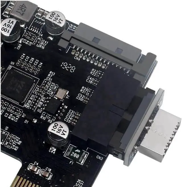 Alt view image 3 of 6 - Vertical USB 3.2 Gen1 20Pin to Gen2 Type-E Key-A Header Adapter, USB 3.0 20Pin to USB 3.1 Type-C Front Panel Header Converter for Motherboard