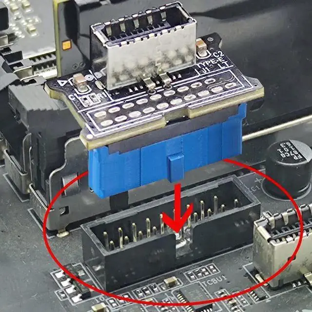 Alt view image 3 of 5 - USB 3.0 20Pin to USB 3.1 Gen2 Type-E 19Pin Header Adapter, Motherboard Internal Converter for PC Front Panel Type-C Port