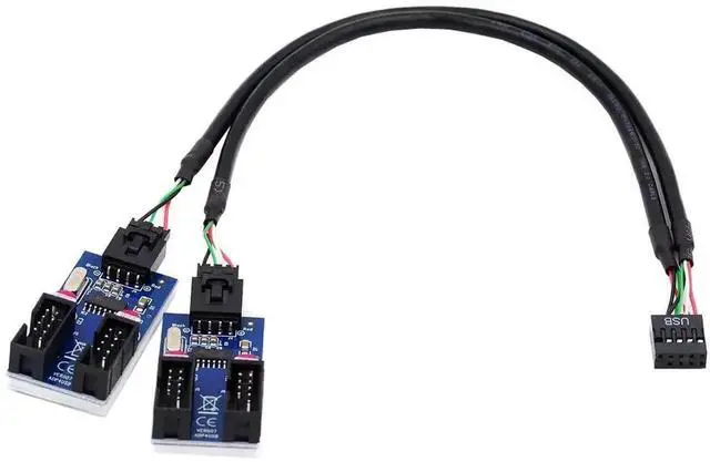 Main image of USB 2.0 9Pin/10Pin Motherboard Header Splitter Cable, 1-in-4 Internal 4-Port Female Expansion Hub Connector