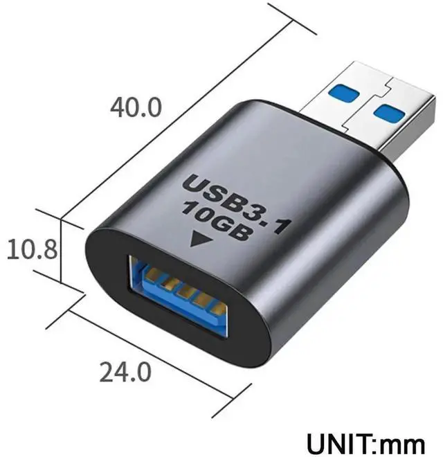 Alt view image 5 of 6 - 10Gbps USB 3.1 Gen2 Type A Female to Male Extension Adapter, USB-A Port Extender for Laptops & Desktops