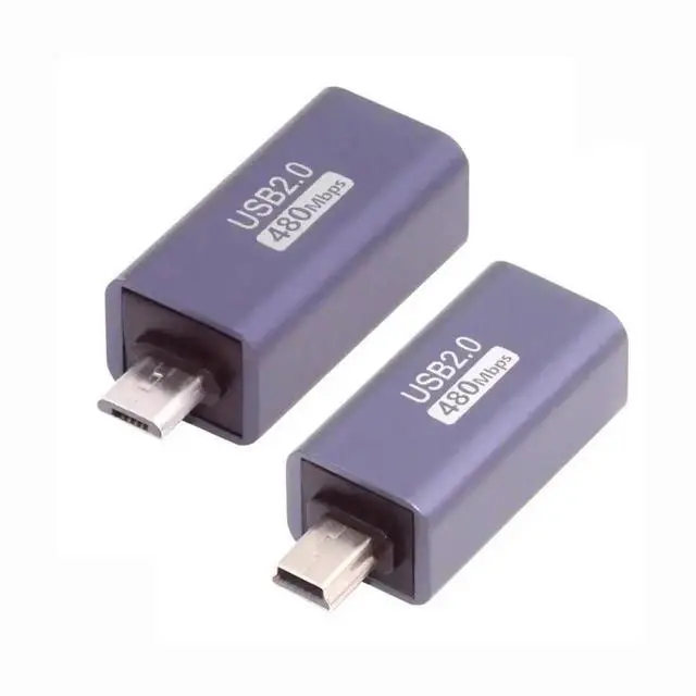 Main image of 2 Pack USB 2.0 Micro/Mini USB Male to USB-B Female Printer Adapter Converter for Printers, Scanners & External Drives