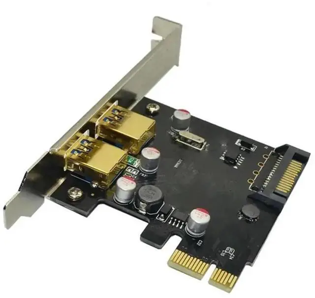 Main image of PCIe USB 3.0 Expansion Card with 2 External USB-A Ports, PCI Express USB3.0 Hub Adapter with Internal SATA Power Supply