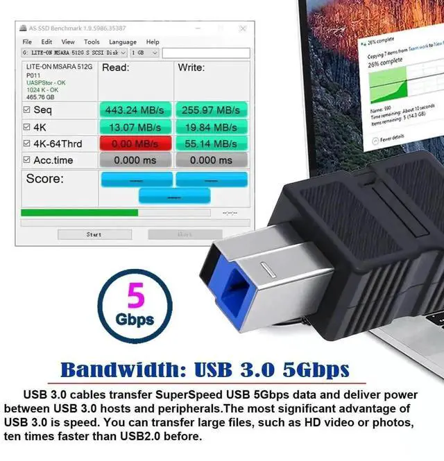 Alt view image 4 of 7 - 2 Pack USB 3.0 Micro B Male to USB-C Male/Female Adapter, 5Gbps Data & Power Converter for SSD, Hard Drives & Cameras