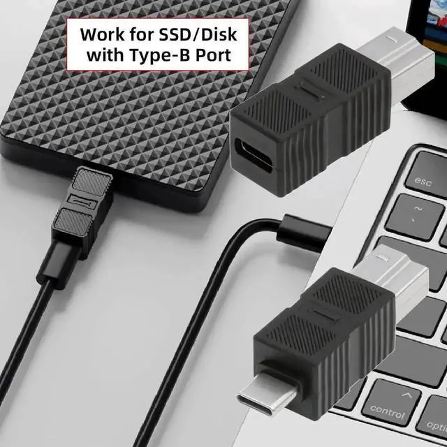 Alt view image 2 of 7 - 2 Pack USB 3.0 Micro B Male to USB-C Male/Female Adapter, 5Gbps Data & Power Converter for SSD, Hard Drives & Cameras