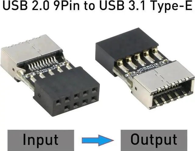 Alt view image 5 of 7 - 2 Pack USB 2.0 9Pin Female to USB 3.2 Gen1 Type-E A-Key Female Motherboard Header Adapter, Internal PC Front USB-C Port Extension Converter