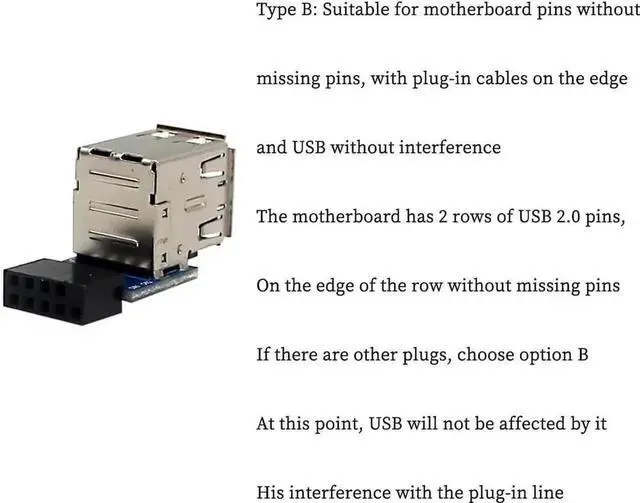 Alt view image 3 of 5 - PH29B USB2.0 9Pin Header Splitter PCB Adapter, 9Pin Female To Dual USB-A Female Internal Motherboard Converter For Desktop PC RGB Fans & Internal USB Dongles (No Cable, 1 Pack)