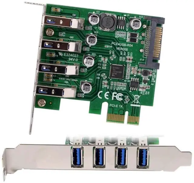 Alt view image 2 of 7 - Low Profile 4-Port PCIe USB 3.0 Expansion Card, PCI Express X1 USB Hub Adapter 5Gbps for Desktop Motherboard