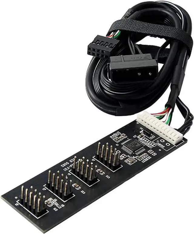 Main image of 4-Port USB 2.0 9Pin Header Splitter Hub, 1 to 4 Internal Motherboard USB 9Pin Extension Adapter with Molex Power & 1.64FT Cable