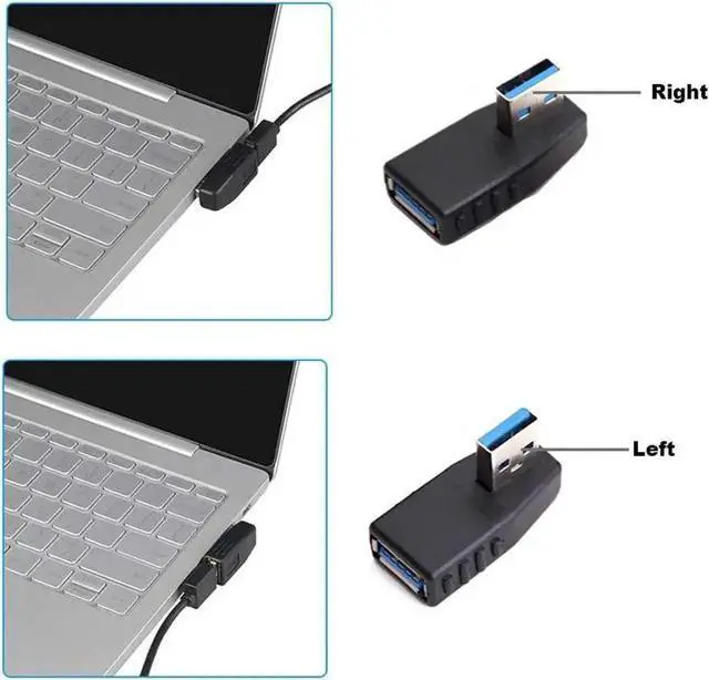 Alt view image 3 of 5 - 5 Pack USB 3.0 Male to Female Gender Changer Adapter Kit, 180° & 90° Up/Down/Left/Right Right-Angle USB Port Protector Saver for Laptops & Desktops