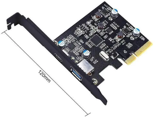 Alt view image 4 of 7 - PCIe 4X USB 3.1 Gen2 Expansion Card with ASM1142 Chip, Dual USB-A + USB-C 10Gbps PCI Express Riser Add-On Adapter Compatible Windows XP/Vista/7/10