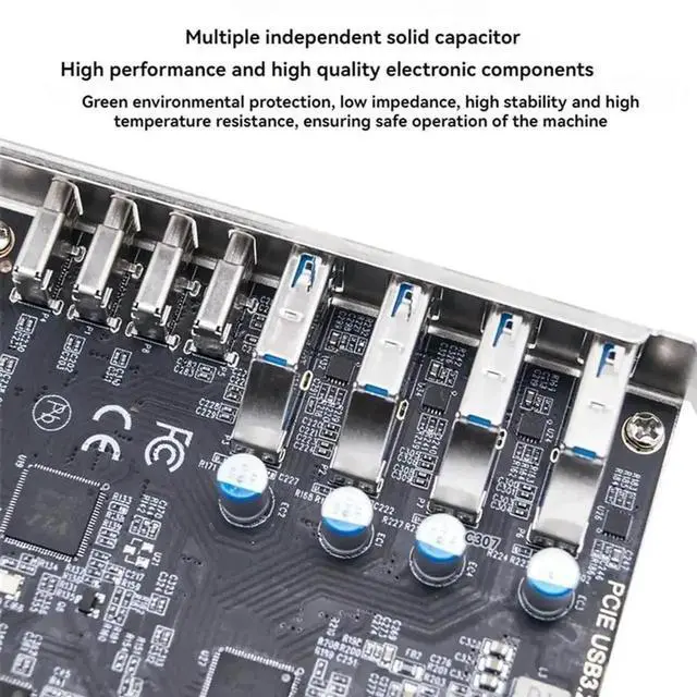 Main image of PCIe X4 USB 3.2 Gen2 Expansion Card, 8-Port USB Hub (4×USB-A + 4×USB-C) 10Gbps PCI Express Adapter for Desktop PC