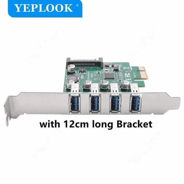 Alt view image 3 of 6 - PCIe X1 USB 3.0 Expansion Card, 4-Port 5Gbps PCI Express Hub Controller Adapter with SATA Power & 9.5cm Low Profile Bracket for Desktop Motherboard