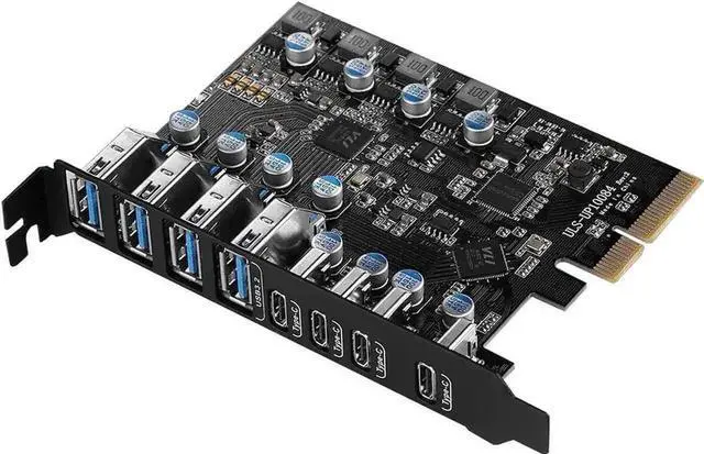 Main image of 8-Port PCI-E USB 3.2 Gen2 Expansion Card, 4 USB-A + 4 USB-C 10Gbps PCI Express Hub Adapter, Compatible PCIe x4/x8/x16 Slot for Desktop Motherboard