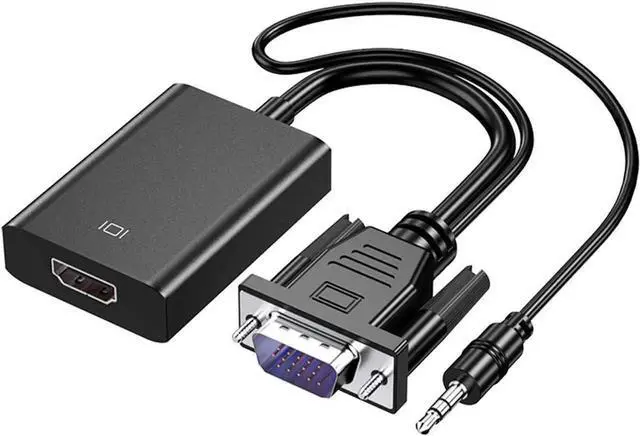 Main image of 1080P VGA Male to HDMI Female Adapter, VGA to HDMI Video Audio Converter with 3.5mm Audio Cable & Power Port, Connect VGA Laptop PC to HDMI Monitor Projector TV