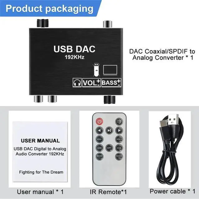 Alt view image 5 of 7 - 192KHz Digital to Analog Audio DAC Converter, SPDIF Toslink Optical to L/R RCA & 3.5mm Jack Audio Adapter, Compatible PS3 PS4 HD DVD Apple TV Amplifier Home Cinema