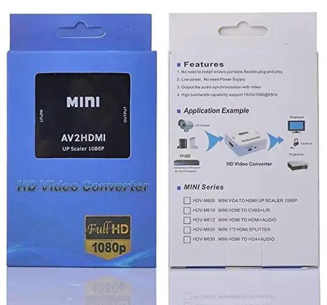 Alt view image 3 of 6 - 1080P CVBS RCA AV to HDMI Converter Black, Composite Analog to Digital Video Audio Adapter Compatible TV PS3 VHS DVD PC Blu-Ray Player