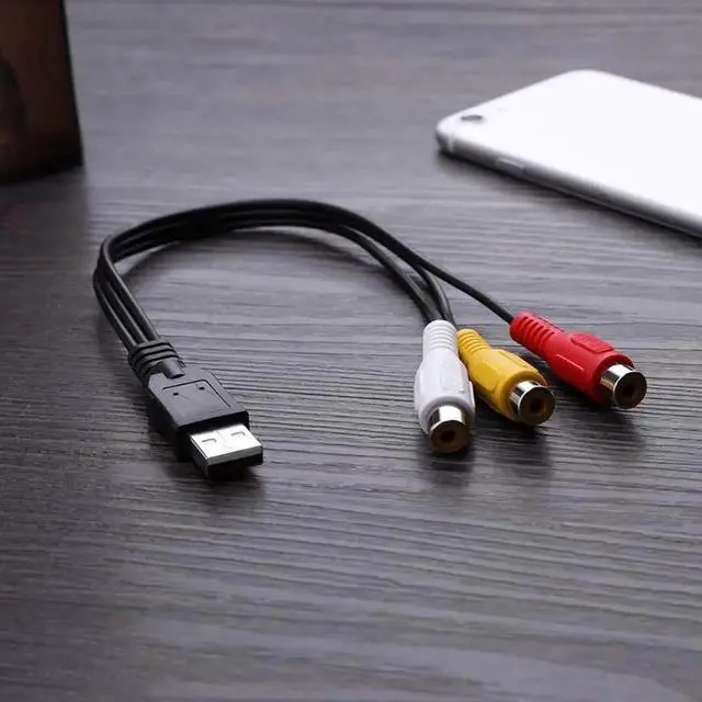 Alt view image 4 of 6 - USB 2.0 Male to 3RCA Female AV Composite Audio Video Capture Cable, USB to RCA Capture Adapter Cord for PC MAC HDD DVR, 1 Pack